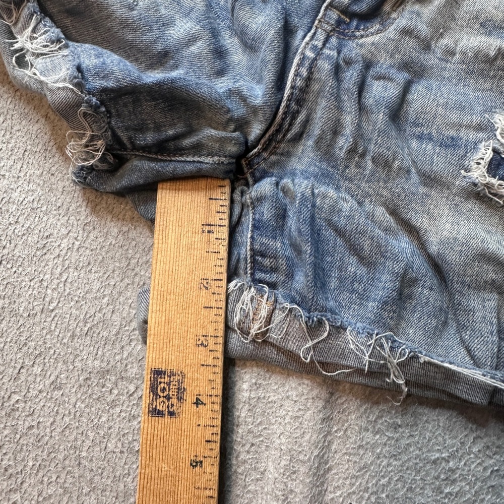 American Eagle Shorts Women 2 Blue Hi-Rise Shortie Distressed Next Level Stretch - Picture 8 of 10